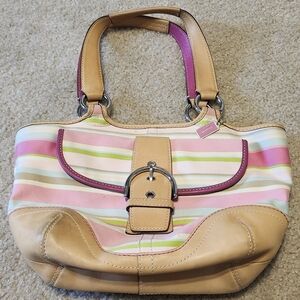 Coach Nubuck Multi Pink Stripe Purse